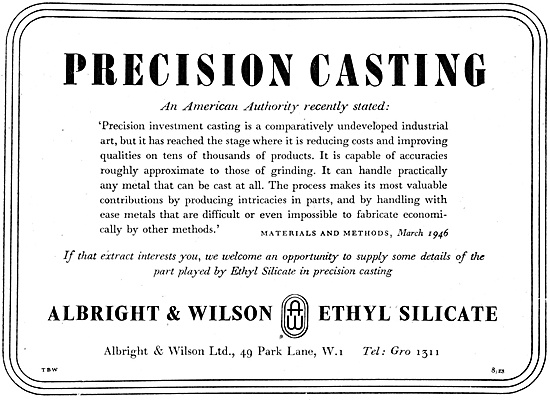 Albright & Wilson. Precision Castings. Ethyl Silicate            