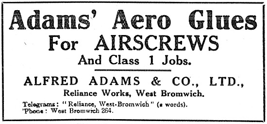 Alfred Adams & Co - Adams Aero Glues For Airscrews 1917          