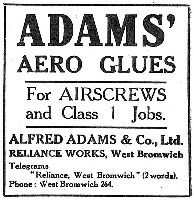 Alfred Adams & Co - Adams' Aero Glues                            