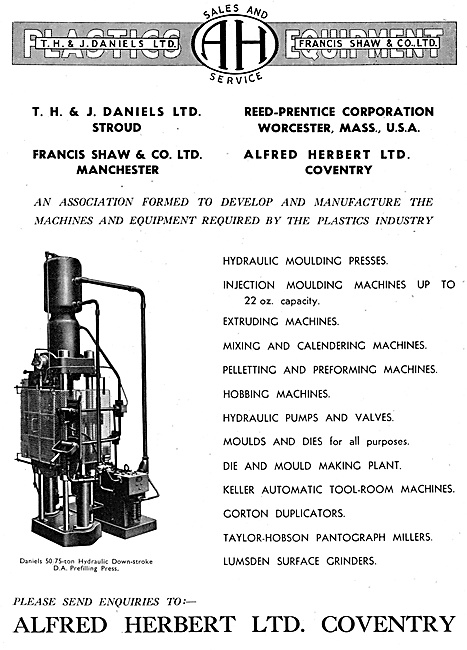 Alfred Herbert Machine Tools - Daniels 75 Ton Prefiling Press    