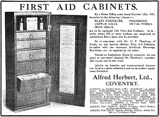 Alfred Herbert Ltd. Aircraft Factory First Aid Cabinets          