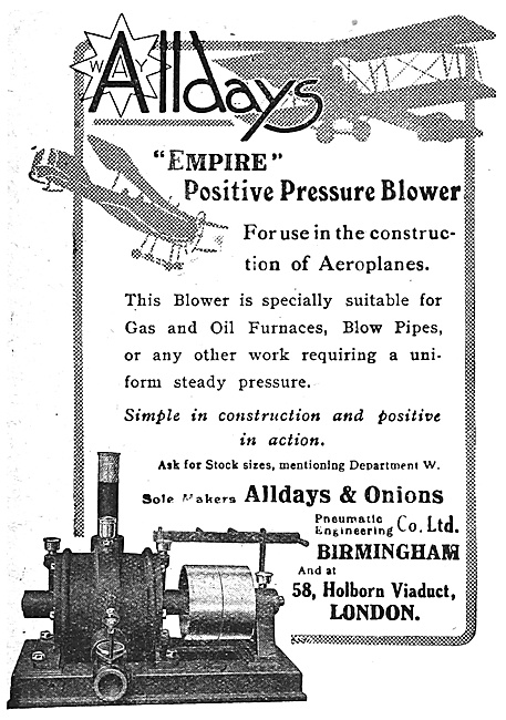 Alldays & Onions Ltd. Positive Pressure Blower                   