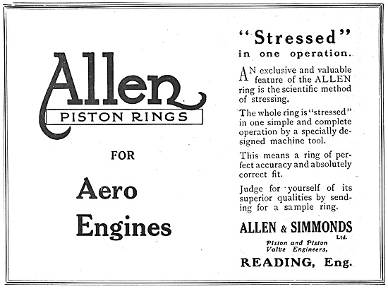 Allen & Simmonds Piston Rings For Aero Engines                   