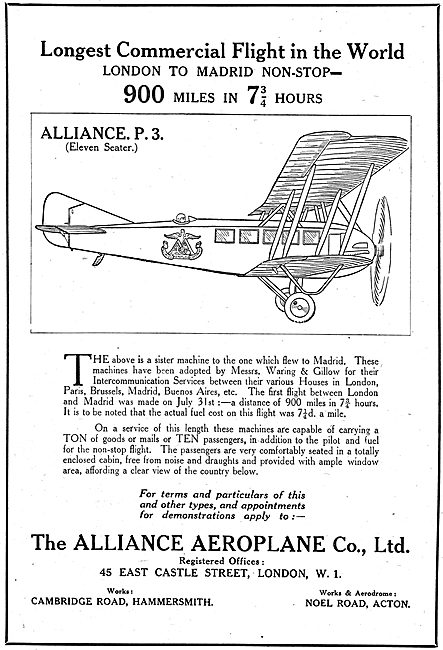 The Alliance Aeroplane Co P3 11 Seater Aeroplane                 