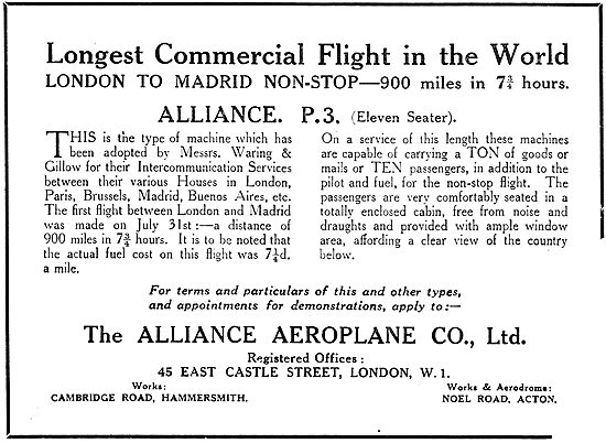 The Alliance Aeroplane Co Alliance P3 Eleven Seater Aeroplane    