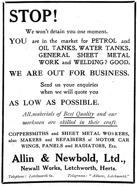 Allin & Newbold - Coppersmiths & Sheet Metal Workers             