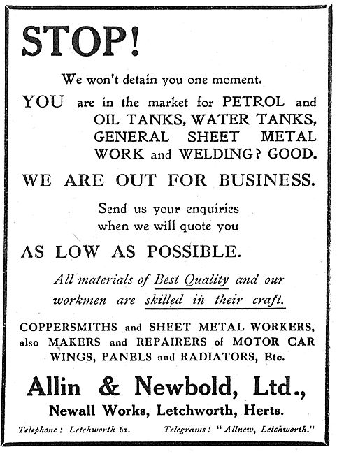 Allin & Newbold - Coppersmiths & Sheet Metal Workers             