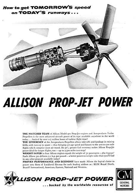 Allison 501 Prop-Jet Engines Turboprop                           