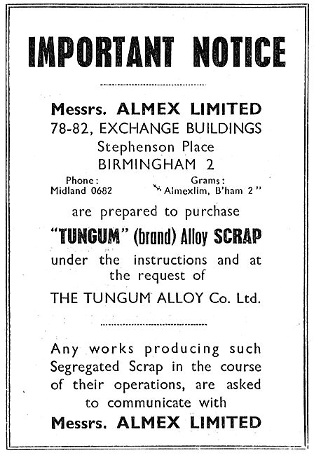 Almex  Tungum Alloy Scrap Recyclers                              