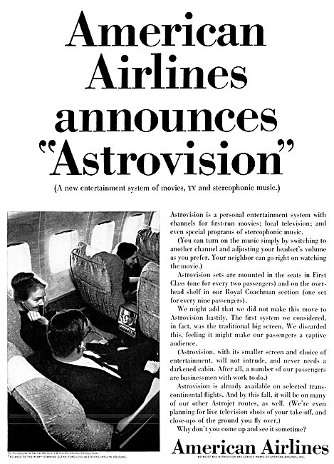 American Airlines  Astrojets Astrovision                         