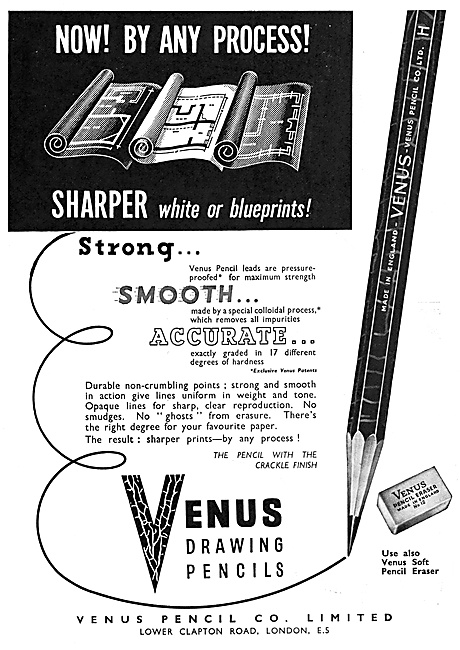 Venus Pencils For Draughtsmen 1952                               