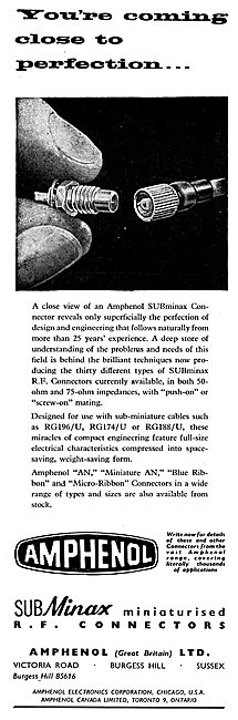 Amphenol SUBminax RF Connectors - RG196/U  RG174/U  RG188/U      