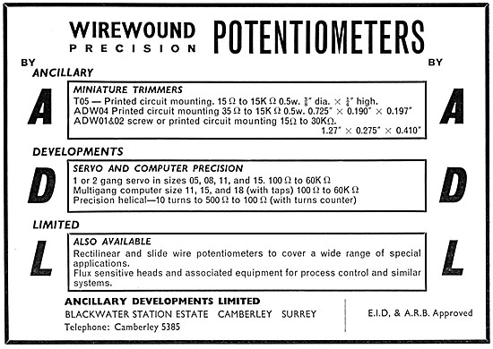 Ancillary Developments. Wirewound Potentiometers                 