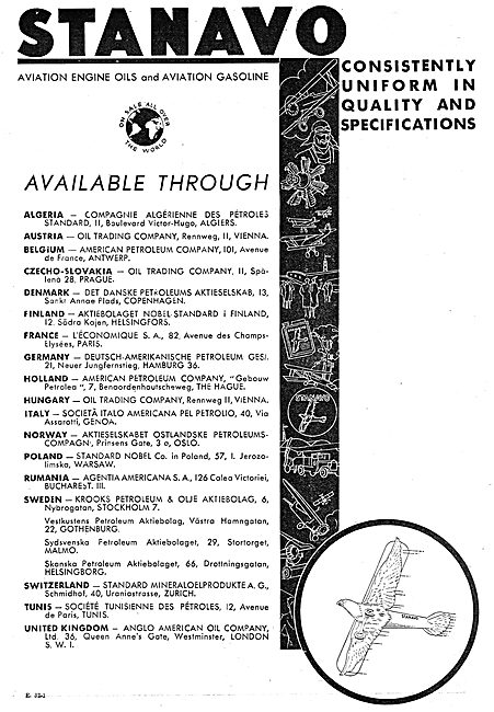 Anglo-American Oil Co - Stanavo Aero Fuels & Oils                