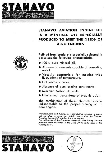 Anglo-American Oil Co - Stanavo  Aircraft Fuels & Oils           