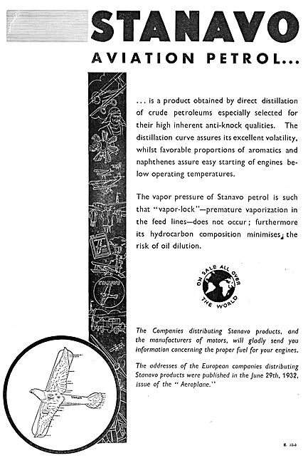 Anglo-American Oil Co - Stanavo  Aircraft Fuels & Oils           