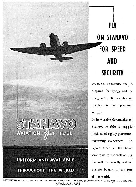 Anglo-American Oil Co - Stanavo Aviation Fuel                    