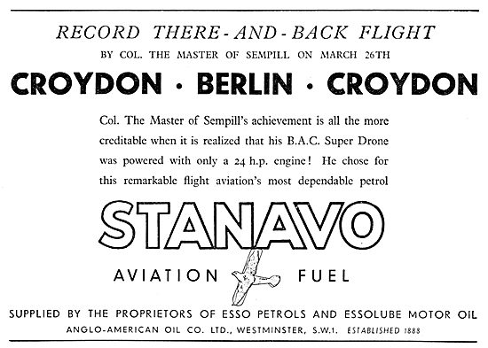 Anglo-American Oil Co - Stanavo Aviation Fuel                    