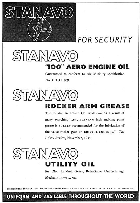 Anglo-American Oil Co - Stanavo 100 Aero Engine Oil : DTD 109    