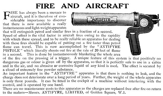 Antifyre Pistole Aircraft Fire Extinguisher 1929                 