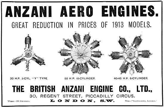 British Anzani Engines 1912                                      