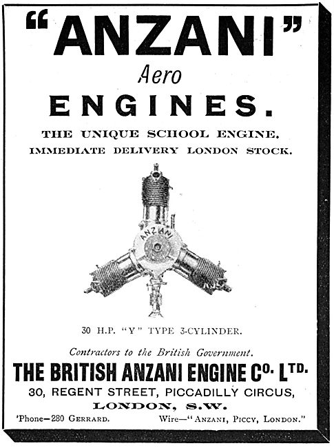 British Anzani 30 H.P. 3 Cylinder 'Y' Type Aero Engines          