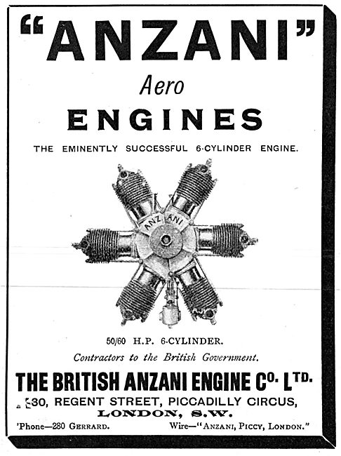 British Anzani 50-60 H.P. 6 Cylinder Aero Engines                