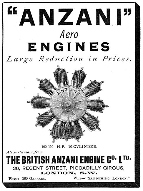AnzaniBritish Anzani 100-110 H.P. 10 Cylinder Aero Engines       