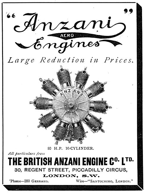 British Anzani 80 H.P. 10 Cylinder Aero-Engines                  