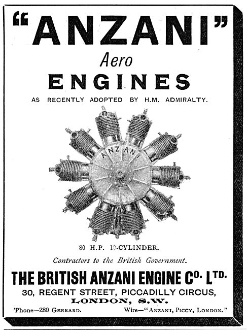 British Anzani 80 H.P. 10 Cylinder Aero Engines                  