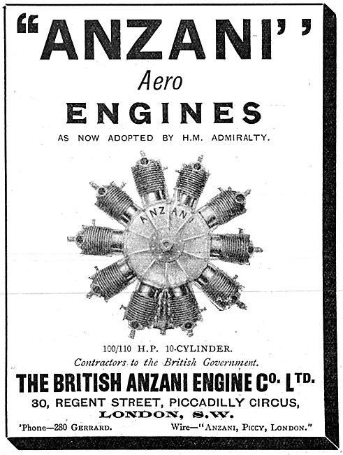 British Anzani 100 H.P. 10 Cylinder Aero Engine                  
