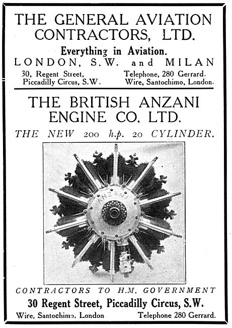British Anzani 200 H.P. 20 Cylinder Aero Engines                 