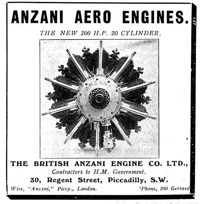 Anzani 200 HP 20 Cylinder Aero Engine                            