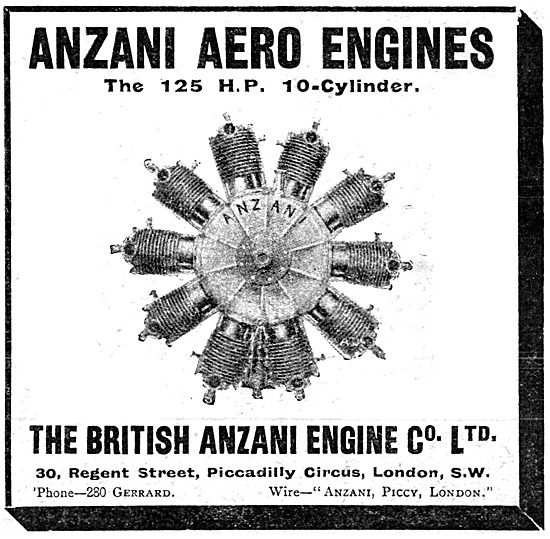 British  Anzani Aero Engines 1914                                