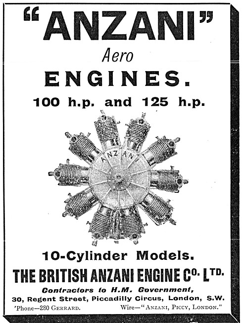 British Anzani Aero Engines 1915                                 