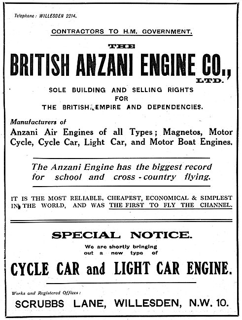 British Anzani Engines - 1919                                    