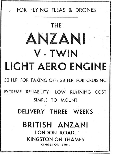 British Anzani 32 HP V-Twin Light Aero Engine: Flying Flea. Pou  