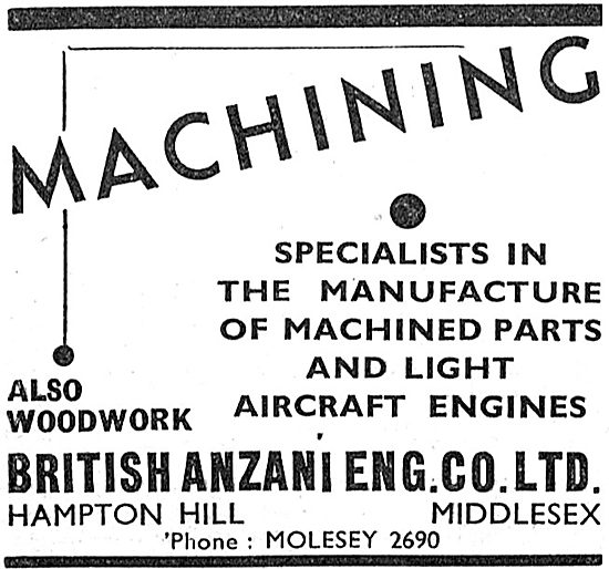 British Anzani Aeronautical Engineering. Machining 1939          