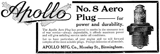 Apollo Manufacturing. No 8 Aero Sparking Plugs                   