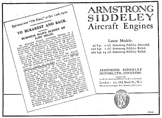 Armstrong Siddeley  Aircraft  Engines 1920                       