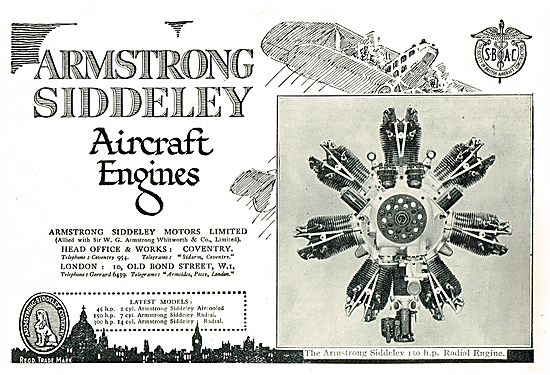 Armstrong Siddeley  150 HP Radial Aero Engine                    