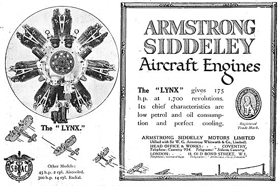 Armstrong Siddeley  Lynx 175 HP Aero Engine                      