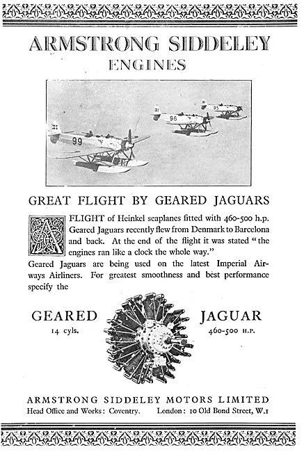 A Great Flight By  Heinkels - Armstrong Siddeley  Geared Jaguars 