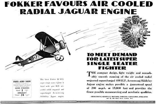 Fokker Favour Armstrong Siddeley Jaguar Aero Engines             