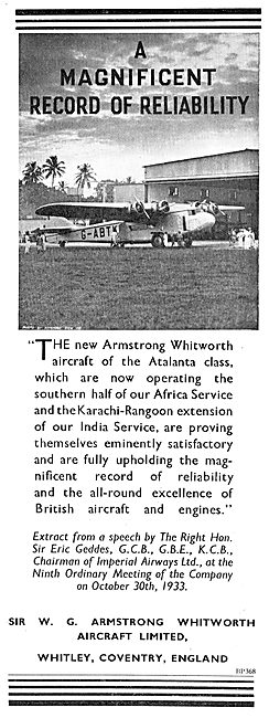 Armstrong Whitworth Atalanta G-ABTK                              