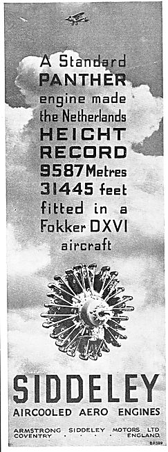 Armstrong Siddeley  Panther Powers Fokker DXVI To Height Record  