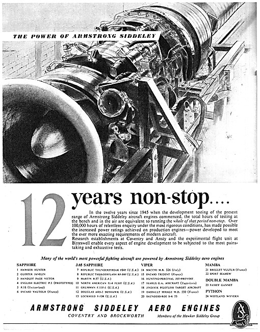 Armstrong Siddeley  Aero Engines 1957                            