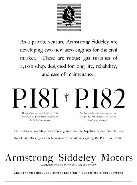Armstrong Siddeley  P.181 - P.182 Gas Turbine Aero Engines       