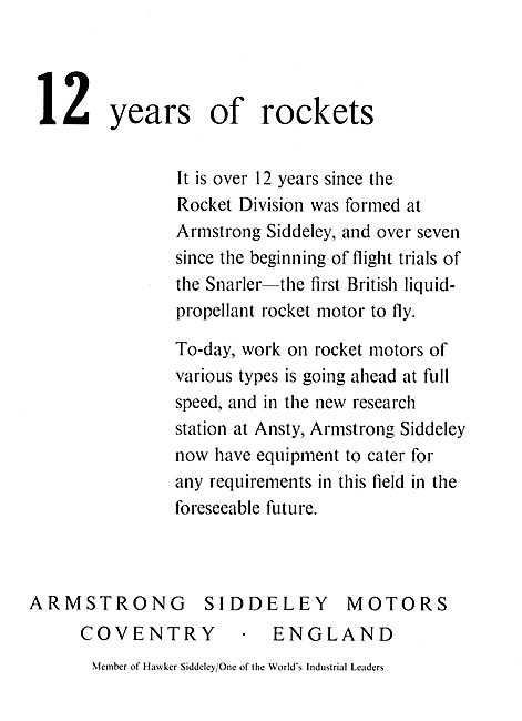 Armstrong Siddeley  Rocket Engine Division - Snarler             