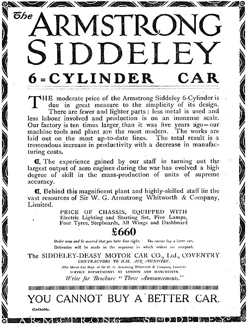 Armstrong Siddeley  6 Cylinder Car                               